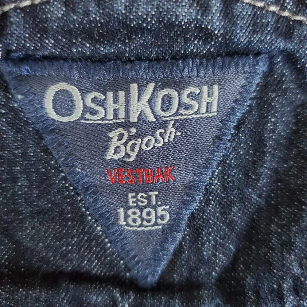 OshKosh B'gosh Overalls Baby 12 Months Blue Flannel Lined Denim Vestbak Cargo